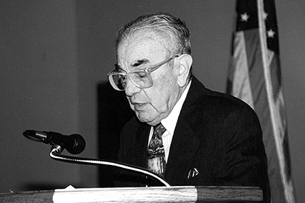 Max Lewin at the dedication of the Lewin Family Bell Tower