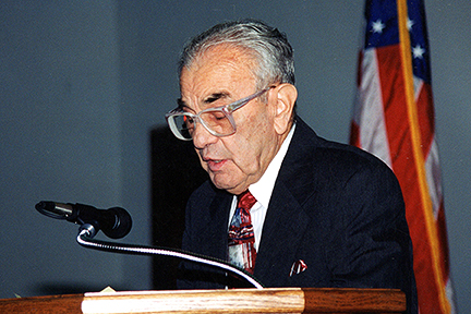 Max Lewin at the dedication of the Lewin Family Bell Tower